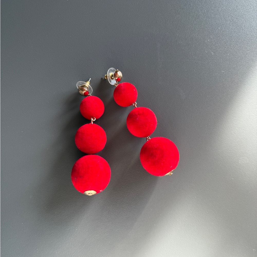 Red Triple Ball Drop Earrings - Women Jewelry